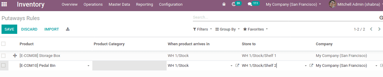 Removal And Putaway strategies in Odoo 13